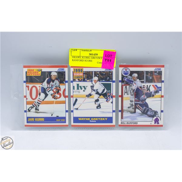 OILERS, KURRI, GRETZKY AND RANFORD SCORE