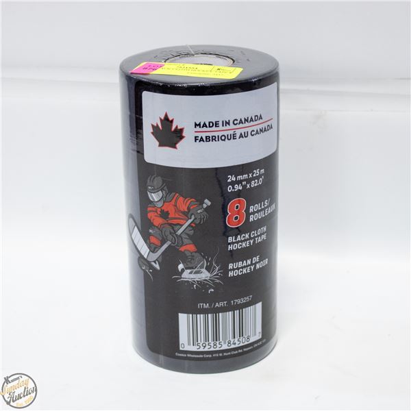 NEW BLACK CLOTH HOCKEY TAPE 8 ROLLS