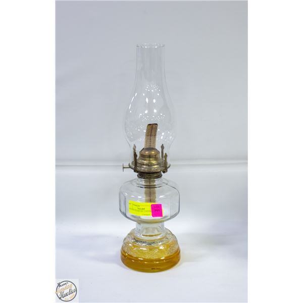 VINTAGE GLASS OIL LANTERN 16"