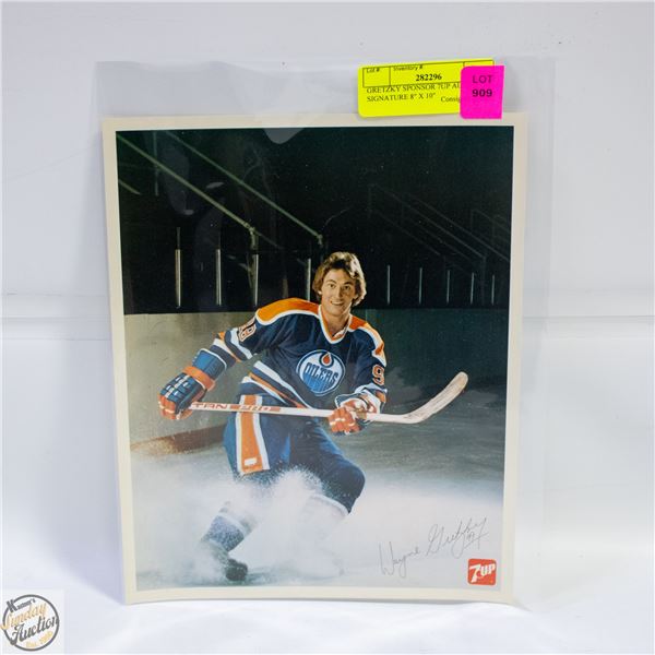 GRETZKY SPONSOR 7UP AUTO SIGNATURE 8" X 10"