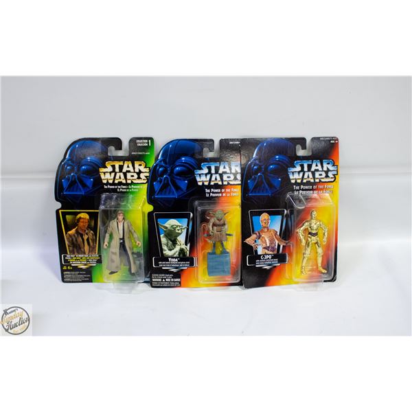 3 SEALED 1995 STARWARS C3PO HAND SOLO YODA