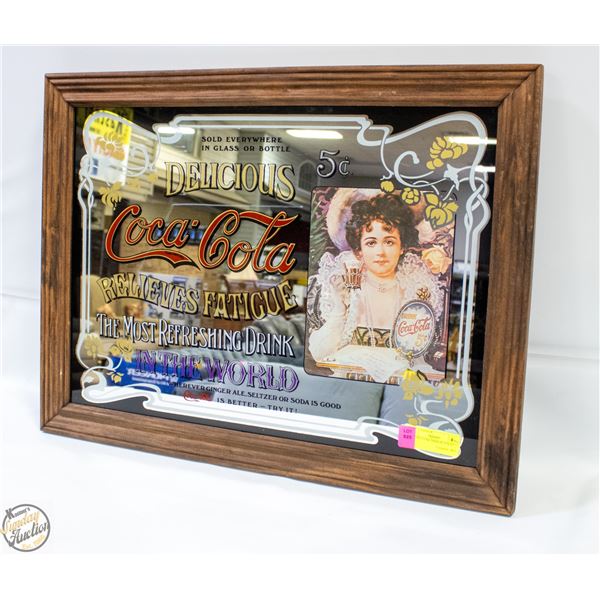 VINTAGE COKE MIRROR 19 X 25”