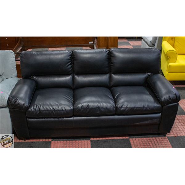 NEW ASSEMBLED BLACK LEATHERETTE SOFA