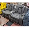 Image 1 : NEW GREY LEATHERETTE ELECTRIC RECLINING LOVESEAT