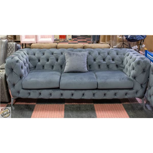 NEW ASSEMBLED GREY FABRIC DELUXE SOFA