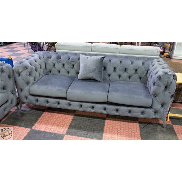 NEW ASSEMBLED GREY FABRIC DELUXE SOFA