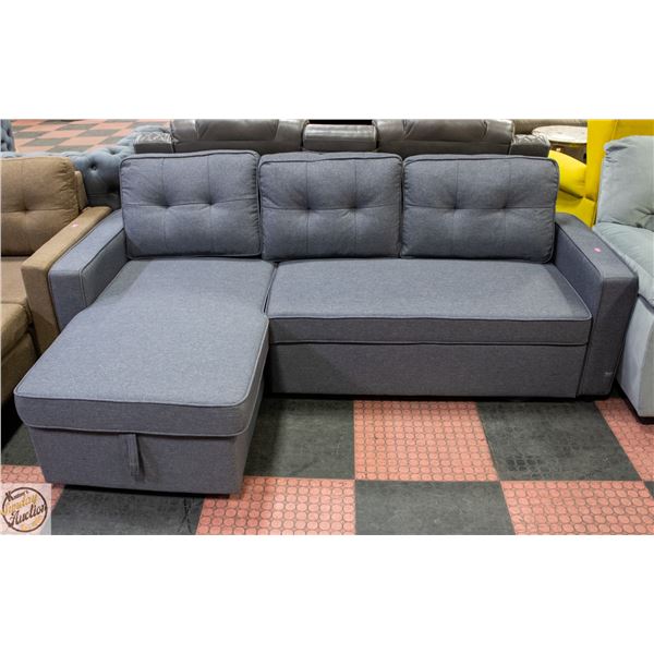 NEW GREY FABRIC MINI PULLOUT SECTIONAL