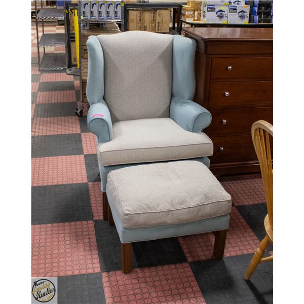 WING BACK PARLOUR CHAIR WITH OTTOMAN