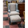 Image 1 : WING BACK PARLOUR CHAIR WITH OTTOMAN