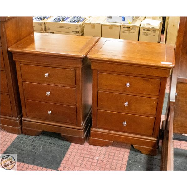 PAIR OF WOOD 6 DRAWER END TABLES
