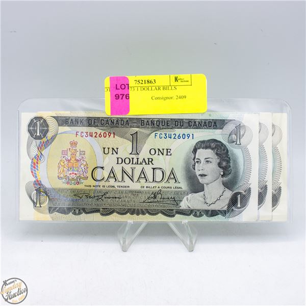 LOT OF 3 1973 1 DOLLAR BILLS