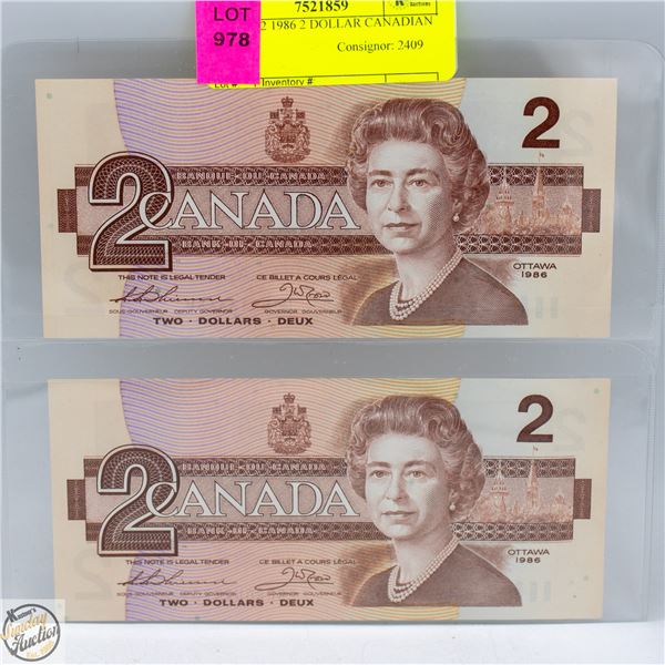 LOT OF 2 1986 2 DOLLAR CANADIAN