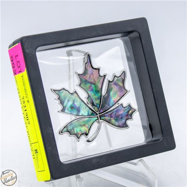 NEW 1.69” MAPLE LEAF BROOCH NATURAL
