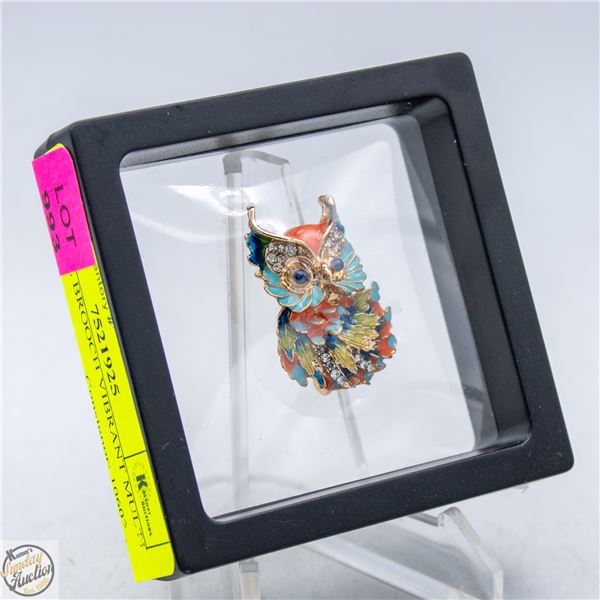 NEW OWL BROOCH VIBRANT MULTI COLOR