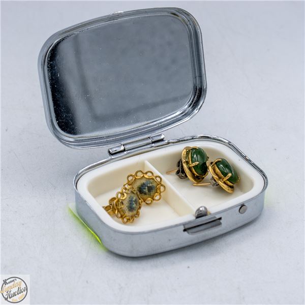 VINTAGE BE HAPPY PILL CASE W/ 2 PAIRS OF VINTAGE