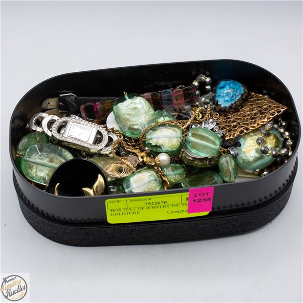 BOX FULL OF JEWELRY INC SMALL GOLDTONE