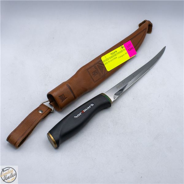VINTAGE NORMARK FINNISH FILET KNIFE IN LEATHER