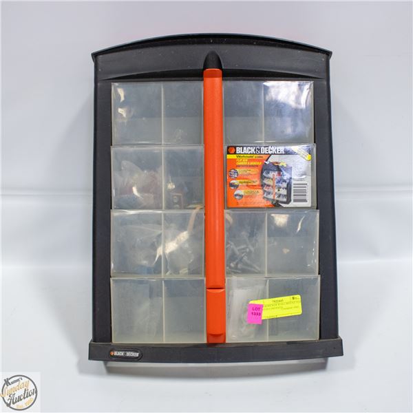 BLACK&DECKER WALL MOUNT FLIP BIN WITH CONTENTS