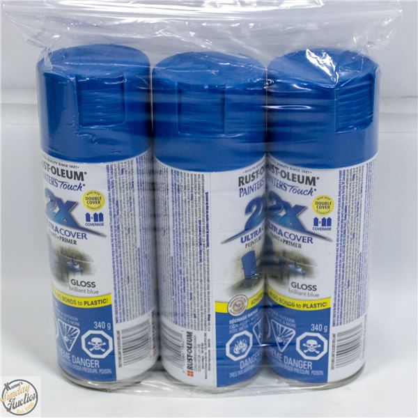 3 FULL RUST-OLEUM PAINT CANS GLOSS BLUE