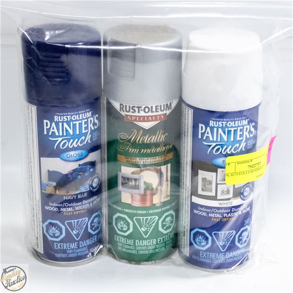 3PK RUSTOLEUM SPRAY PAINT