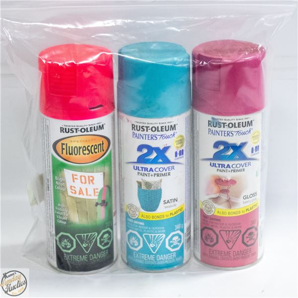 3 PK RUSTOLEUM SPRAY PAINT