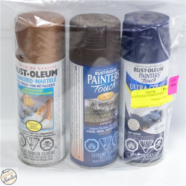 3PK RUSTOLEUM SPRAY PAINT