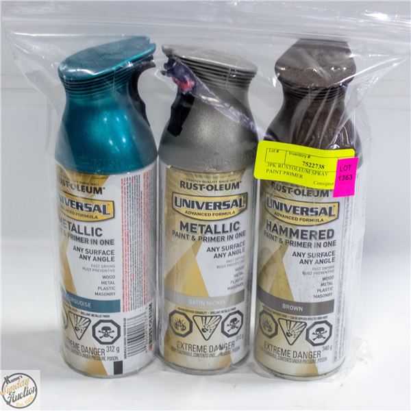 3PK RUSTOLEUM SPRAY PAINT/PRIMER
