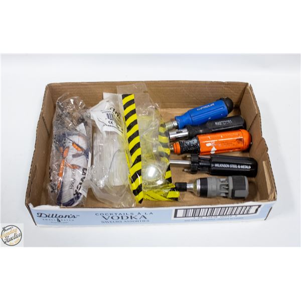 MULTI BIT SCREWDRIVERS PLUS 3 NEW PAIRS