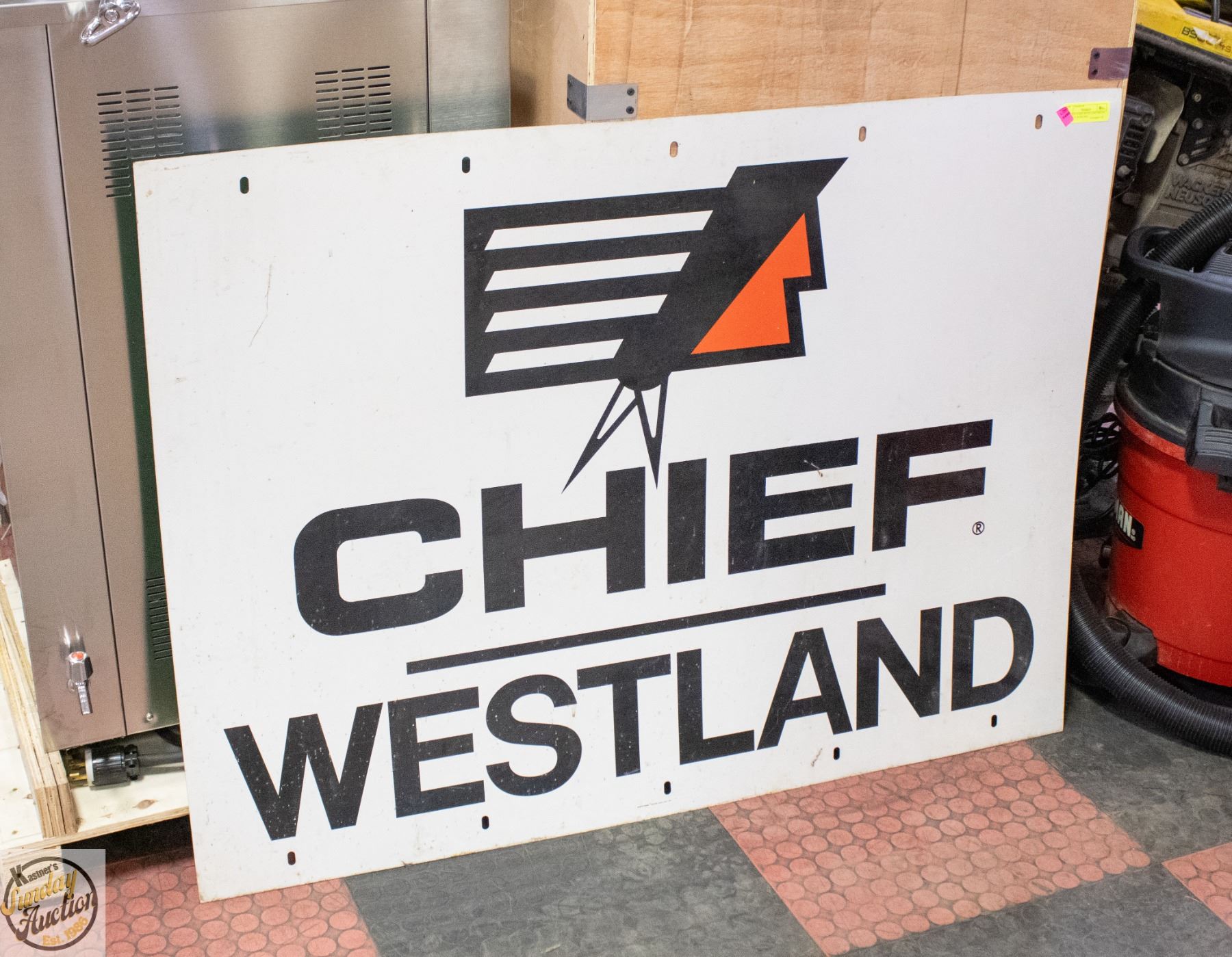 ANTIQUE CHIEF WESTLAND METAL SIGN 48 X 36 INCHES - Kastner Auctions