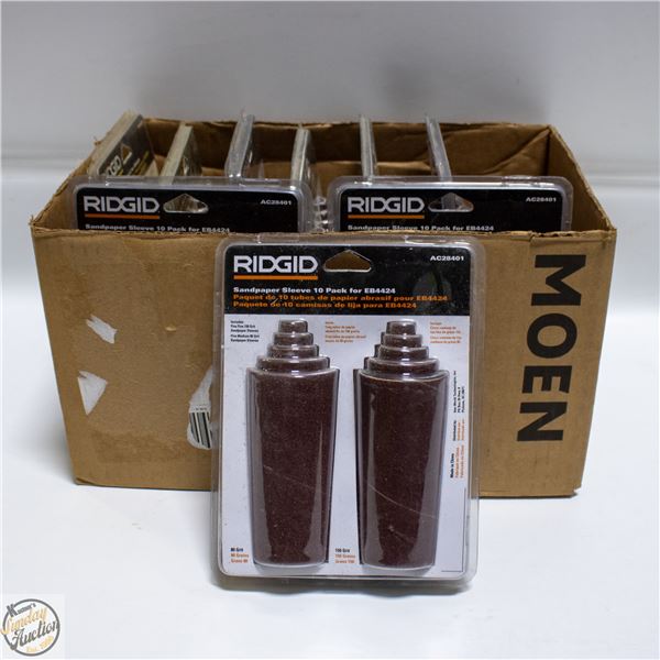 NEW 8 PACKS RIDGID SANDPAPER SLEEVE 10 PACK