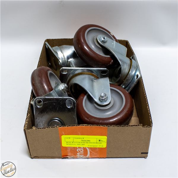 BOX W/4 COLSON HI-TECH RIGID WHEELS, 300 LBS