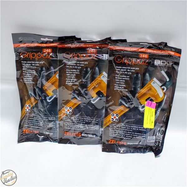 3PKS OF 10 GLOVES BDG DRIPPAZ NITRILE MECHANIC