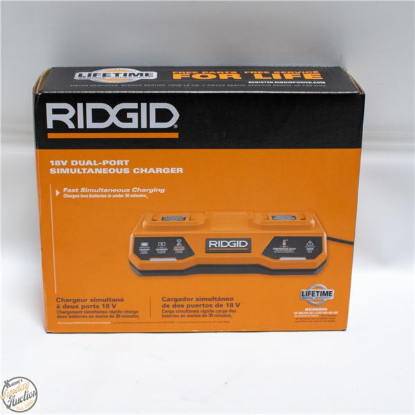 NEW RIDGID 18 VOLT DUAL-PORT FAST CHARGING