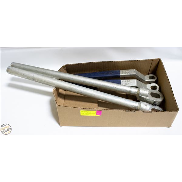 BOX W/ 4 NEW LEVER GATE VALVE STEEL HANDLES