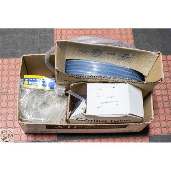 BOX W/ 3 DIFFERENT SIZES CLEAR PVC TUBING