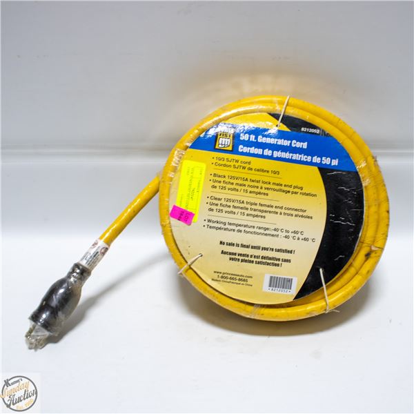 NEW POWERFIST 50FT GENERATOR CORD