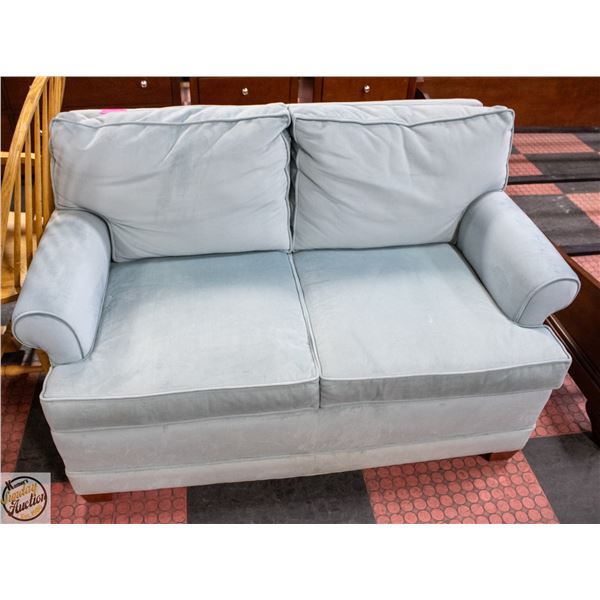 LIGHT BLUE MICROFIBER LOVESEAT