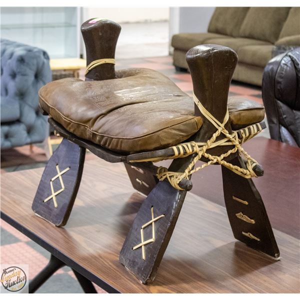 VINTAGE AUTHENTIC EGYPTIAN CAMEL SADDLE CHAIR