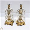 Image 1 : VINTAGE CRYSTAL/BRASS CANDLE HOLDERS W/PRISMS