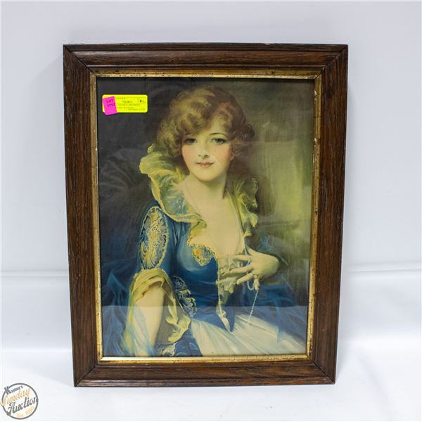 VINTAGE FRAMED ART PRINT LITHOGRAPH "WATKINS