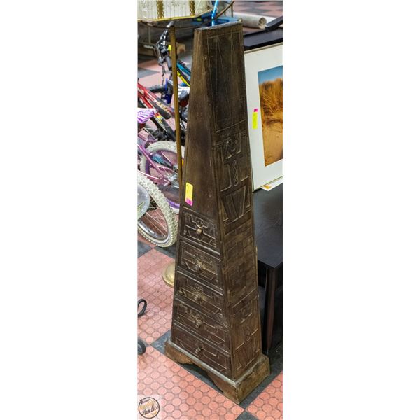 SOLID WOOD 4' TALL 5 DRAWER TIKI TOWER