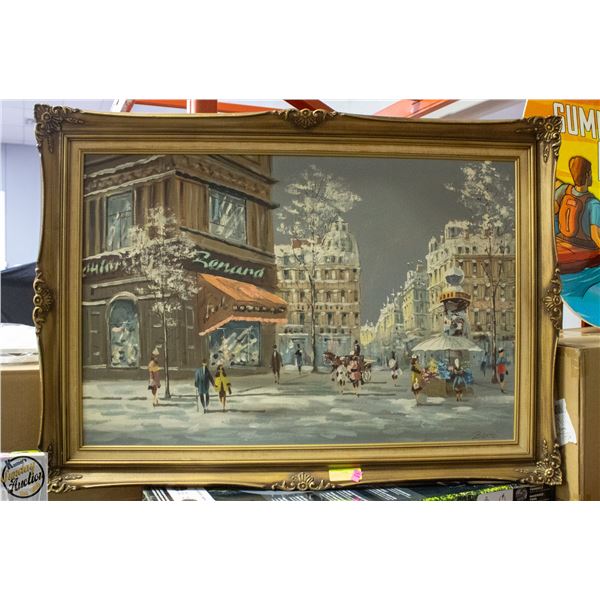 LARGE OIL ON CANVAS WOODEN FRAMED SIGNED