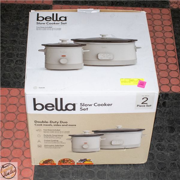 NEW BELLA DIGITAL SLOW COOKER SET, 6QT & 2 QT