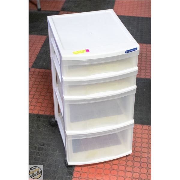 GRACIOUS LIVING 4 DRAWER STORAGE BIN ON WHEELS