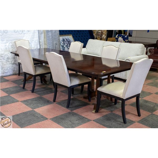 LARGE WOODEN DINING ROOM TABLE+2 LEAVES+CHAIRS