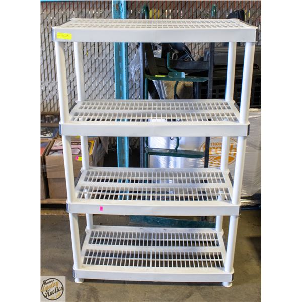 4 TIER RESIN SHELVING UNIT UNASSEMBLED