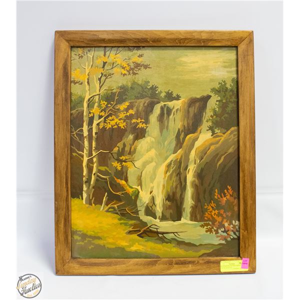 FALL PAINTING IN THE FOREST WITH WATERFALL