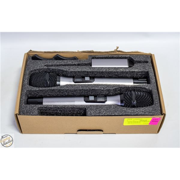 NEW 2 PACK OF CORDLESS MICROPHONES,