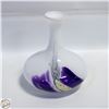 Image 1 : HANS JURGEN RICHARTZ WHITE AND PURPLE GLASS VASE.