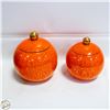 Image 1 : 2 ORANGE CERAMIC CANISTERS